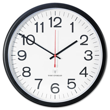 Universal® Deluxe 13 1-2" Indoor-outdoor Atomic Clock, 13.5" Overall Diameter, Black Case, 1 Aa (sold Separately) freeshipping - TVN Wholesale